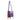 Native American Hand Beaded Square Bag: Dark Periwinkle Background w Geometric Design - Side View 