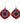Native American Hand Beaded Earrings: Red w/ Blue Stars